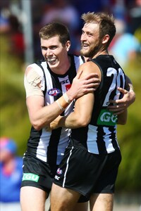 0310_REPORT_620.jpg Mason Cox impressed with four goals against the Western Bulldogs in Moe. Image: AFL Photos. - Collingwood,Collingwood Magpies,JLT Series,Ted Summerton Recreational Reserve